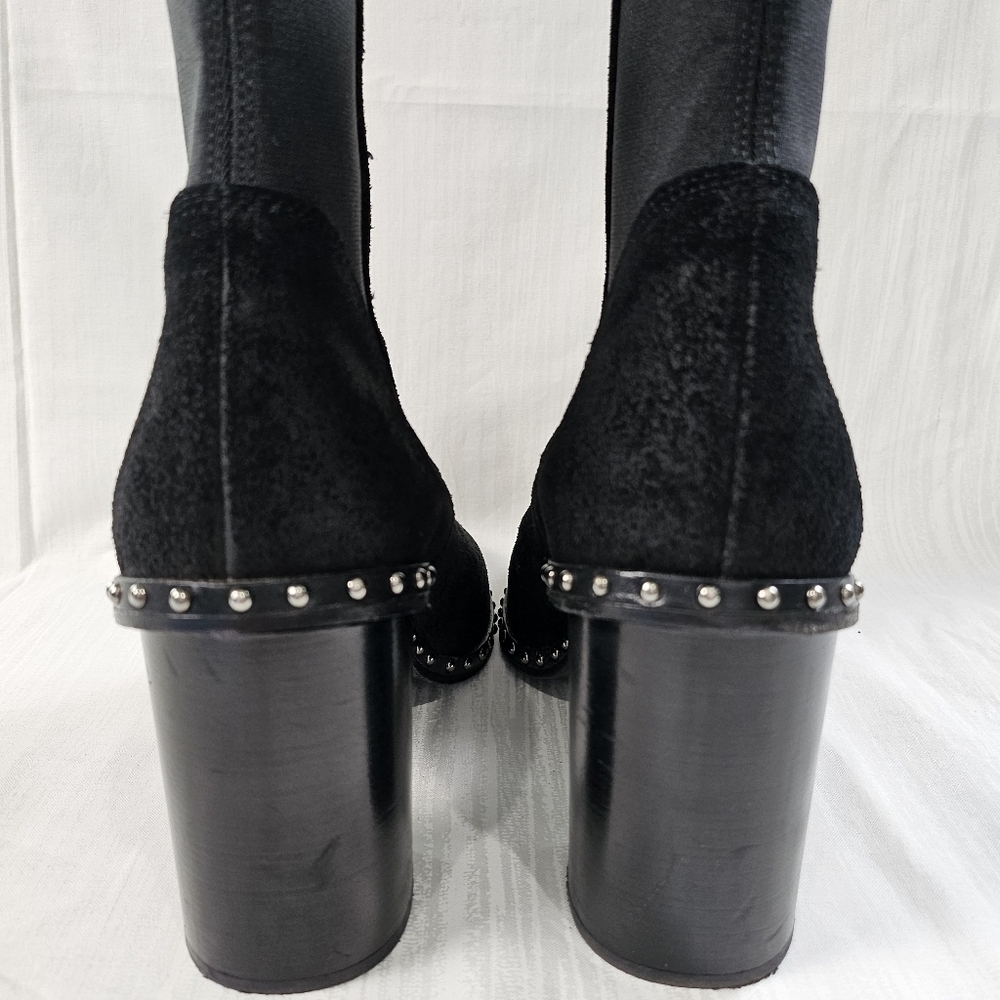 Rag & Bone Black Suede Studded Chelsea Booties Size 39 - Picture 10 of 16